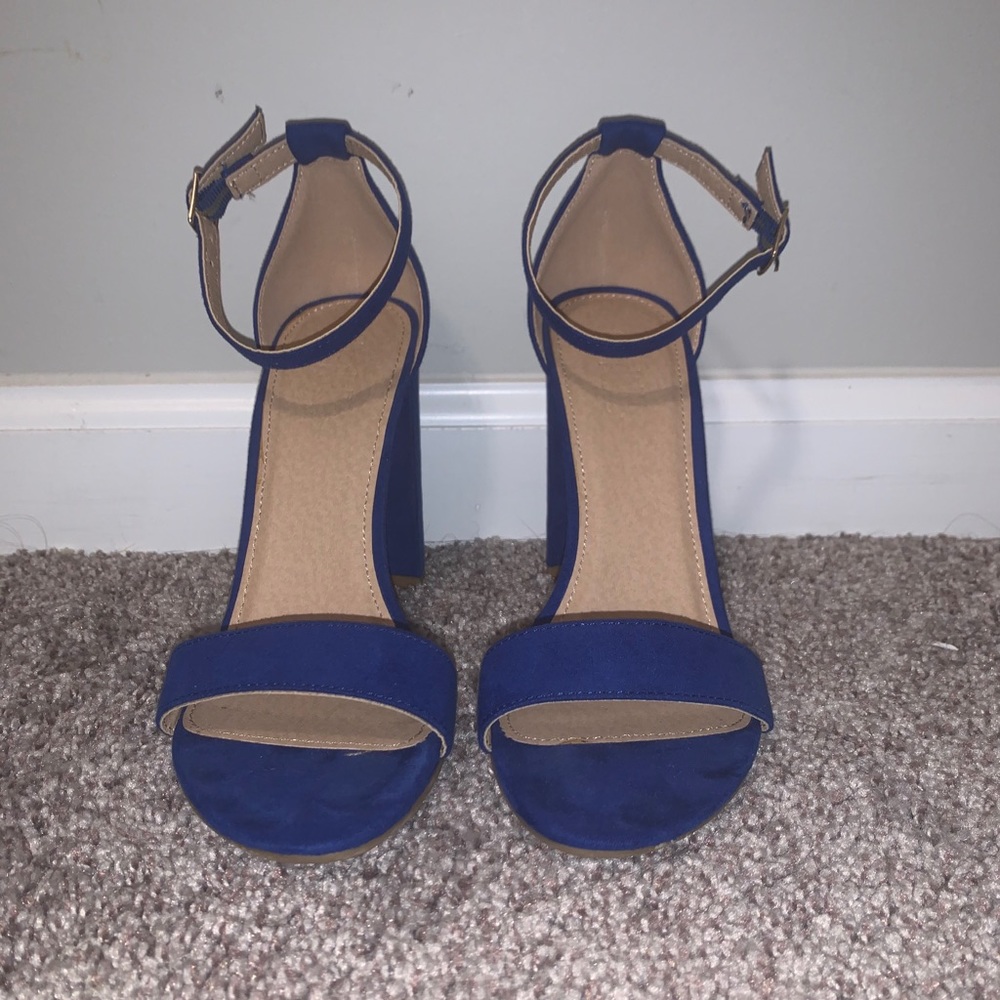 Blue Block Heels